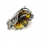 Ring Tulips in silver with amber
