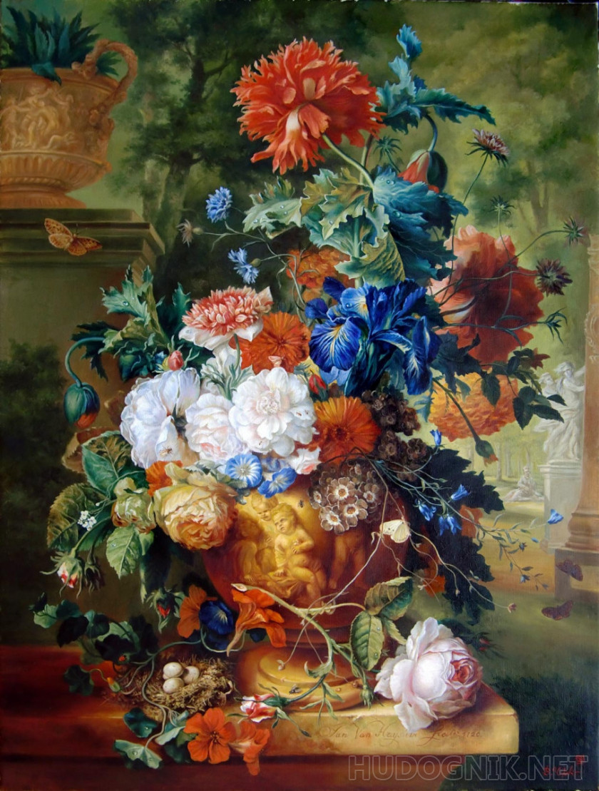 Цветы в рельефной вазе