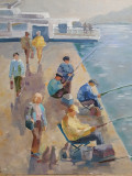 Fishermen on the Grafskaya pier.