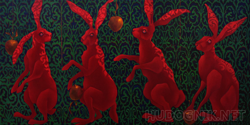 Красные кролики собирают золотые яблоки