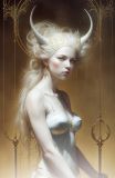 Albino blonde with horns