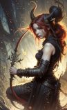 Red-haired warrior girl with a bow