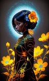 Mujer negra en colores neón