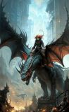 Girl riding a dragon