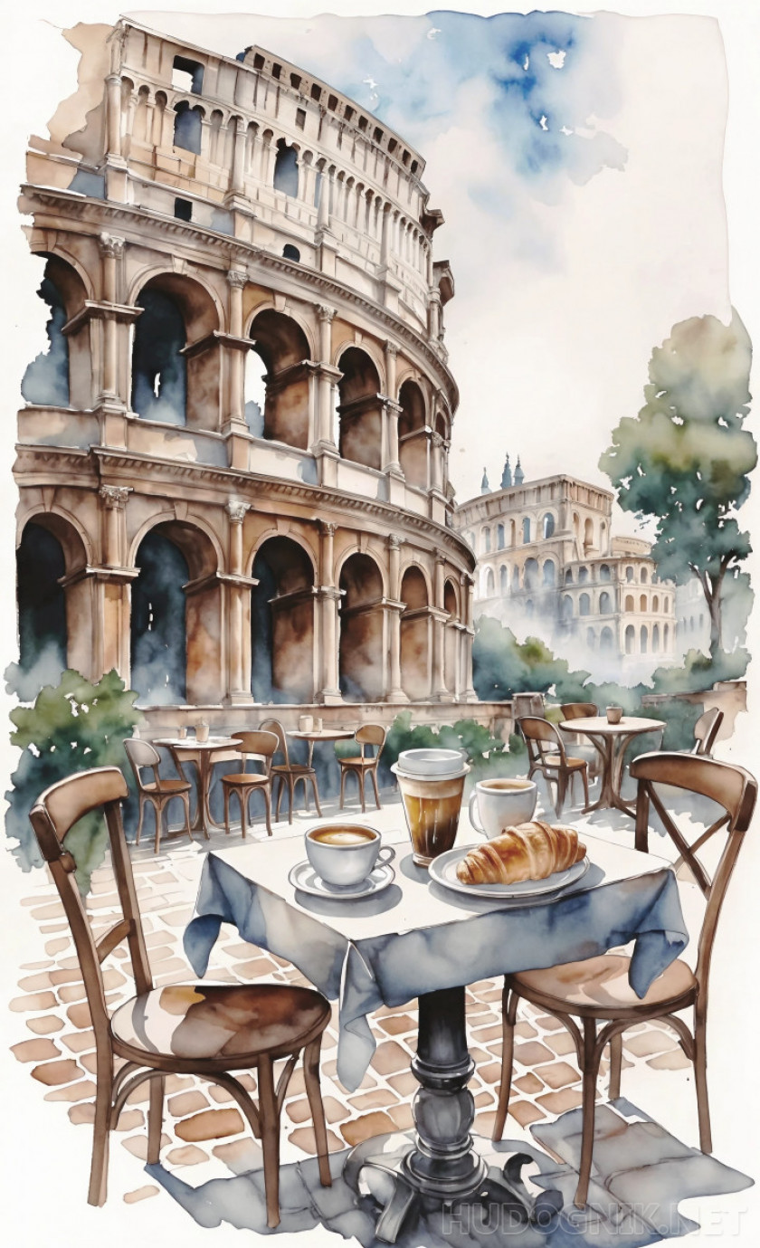 Quiet street of Rome and coffee