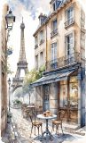 Calle vieja de París y café
