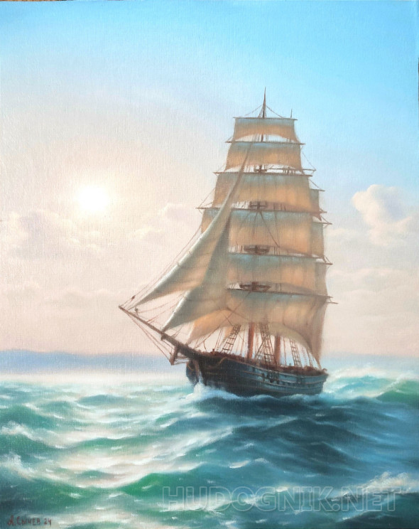 Картина Парусник на море. Размеры: 40x50, Год: 2024, Цена: 18000 рублей ...