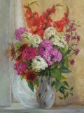 Bouquet with flosses and gladiolus