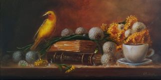 Still life with a yellow canary