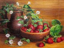 Still life with strawberries and jug