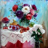 Asters on the tablecloth