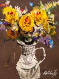 Bouquet of yellow roses in a jug N2