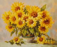Bouquet of sunny sunflowers