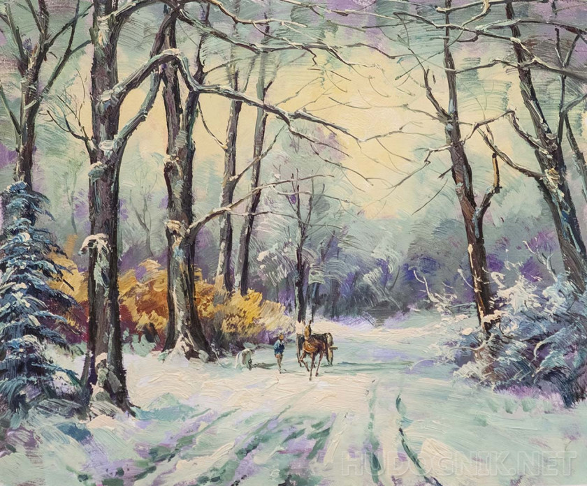 On the road on a winter day