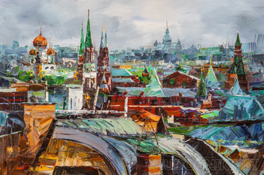 Vuelos sobre Moscú. Vista del Kremlin y la Catedral de Cristo Salvador