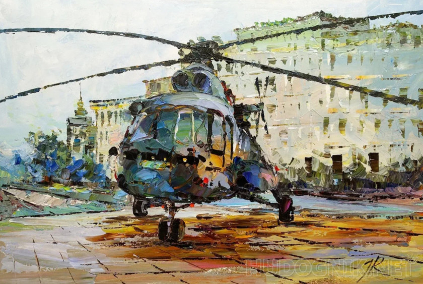 Helicopter on the landing pad