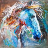 Portrait of a white mustang