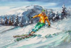 Esquiador. Bajando de la montaña