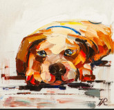 Painting with a dog &quot;Waiting for the owner N2