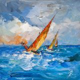Bright sails in the blue sea