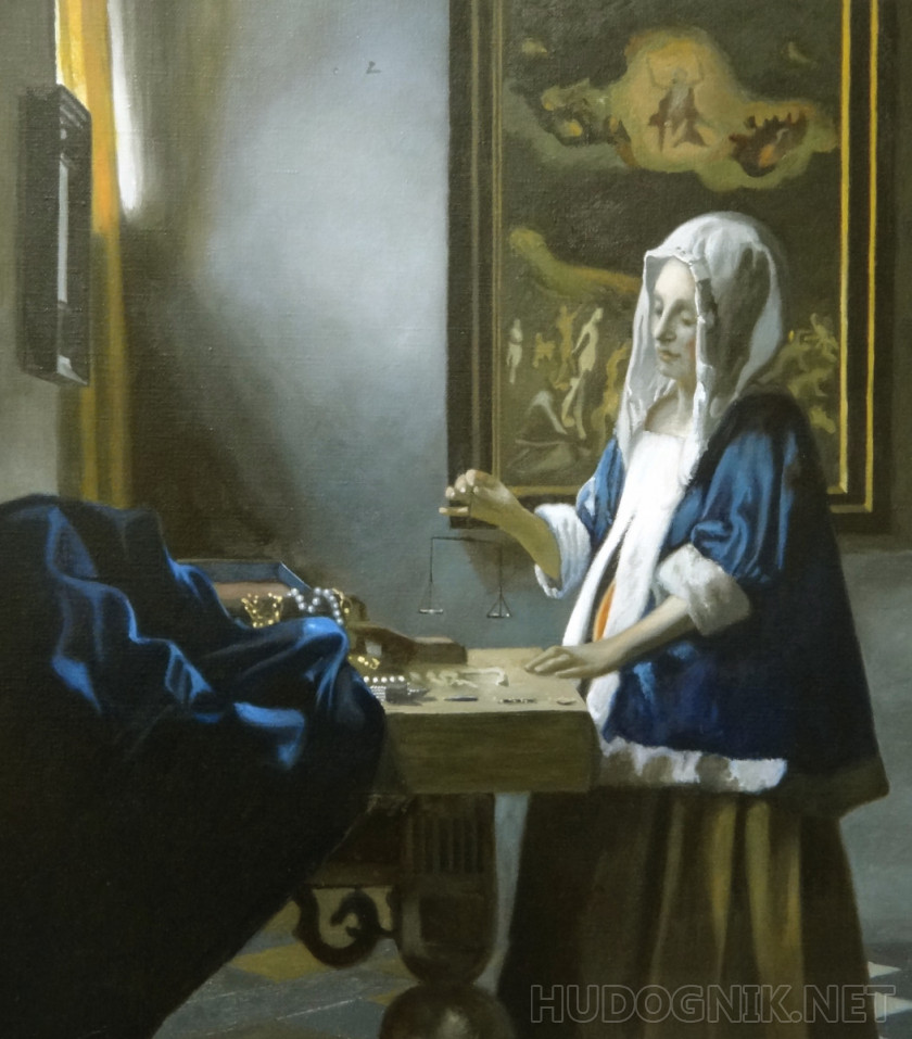 Copia di "La donna con bilancia" da Vermeer