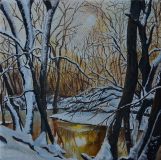 "Evening winter forest"
