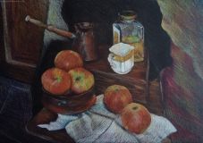 Coffee still life with apples