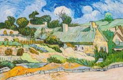 Copia del cuadro de Van Gogh. Casas con techo de paja, Cordeville