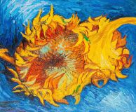 Copy of Van Gogh's painting. Two cut sunflowers