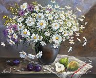 Bouquet of daisies and gifts of summer