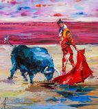 Corrida. Torero y toro.