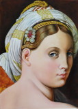 Fragment of the painting by Ingres Great Odalisque