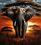 Elephant at sunset