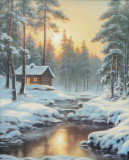 Evening in the winter forest